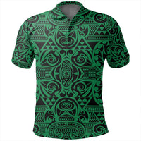 Unisex Polynesian Kakau Turtle Green Polo Shirt - Polynesian Pride
