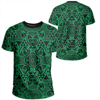 Polynesian Kakau Turtle Green T Shirt Unisex Polyester - Polynesian Pride