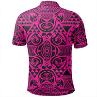 Unisex Polynesian Kakau Turtle Pink Polo Shirt - Polynesian Pride