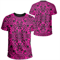 Polynesian Kakau Turtle Pink T Shirt Unisex Polyester - Polynesian Pride