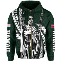 Polynesian King Culture Green Hoodie (Zip up) Mega Style - Polynesian Pride