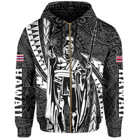 Polynesian King Hawaiian Style Tribal Tattoo White Hoodie (Zip up) Mega Style - Polynesian Pride
