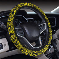 Polynesian Lauhala Mix Yellow Hawaii Steering Wheel Cover with Elastic Edge - Polynesian Pride