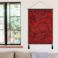 Polynesian Maori Lauhala Red Hanging Poster - AH Hanging Poster 50 x 75 cm Cotton And Linen - Polynesian Pride