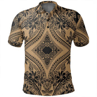 Unisex Polynesian Plumeria Mix Gold Black Polo Shirt - Polynesian Pride