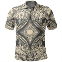 Unisex Polynesian Plumeria Mix Gray Polo Shirt - Polynesian Pride