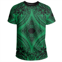 Polynesian Plumeria Mix Green Black T Shirt - Polynesian Pride