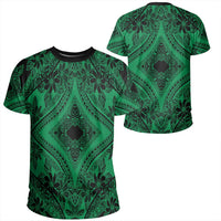 Polynesian Plumeria Mix Green Black T Shirt Unisex Polyester - Polynesian Pride