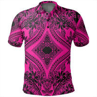 Unisex Polynesian Plumeria Mix Pink Black Polo Shirt - Polynesian Pride