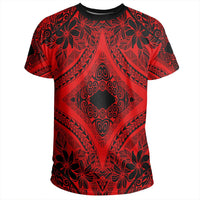 Polynesian Plumeria Mix Red Black T Shirt - Polynesian Pride