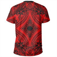 Polynesian Plumeria Mix Red Black T Shirt - Polynesian Pride