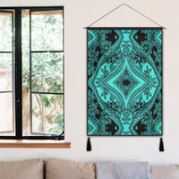 Polynesian Plumeria Mix Turquoise Black Hanging Poster - AH Hanging Poster 50 x 75 cm Cotton And Linen - Polynesian Pride
