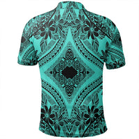 Unisex Polynesian Plumeria Mix Turquoise Black Polo Shirt - Polynesian Pride
