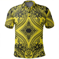 Unisex Polynesian Plumeria Mix Yellow Black Polo Shirt - Polynesian Pride