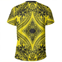 Polynesian Plumeria Mix Yellow Black T Shirt - Polynesian Pride