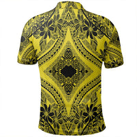 Unisex Polynesian Plumeria Mix Yellow Black Polo Shirt - Polynesian Pride