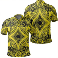 Unisex Polynesian Plumeria Mix Yellow Black Polo Shirt Unisex Art - Polynesian Pride