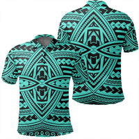 Unisex Polynesian Seamless Turquoise Polo Shirt Unisex Art - Polynesian Pride