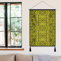 Polynesian Symmetry Yellow Hanging Poster - AH Hanging Poster 50 x 75 cm Cotton And Linen - Polynesian Pride