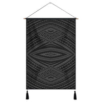 Polynesian Tatau Gray Hanging Poster - AH Hanging Poster 43 x 65 cm Cotton And Linen - Polynesian Pride