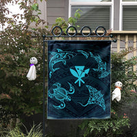 Polynesian Turtle Hammerhead Shark Ray Kanaka Hawaii Flag Circle Blue - AH - Polynesian Pride