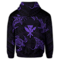 Polynesian Turtle Hammerhead Shark Ray Kanaka Hawaii Zip Hoodie Circle Purple - Polynesian Pride