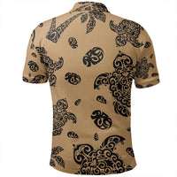 Unisex Polynesian Turtle Palm and Sea Pebbles Gold Polo Shirt - Polynesian Pride