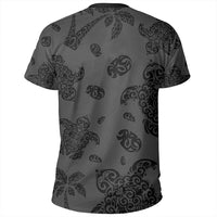 Polynesian Turtle Palm And Sea Pebbles Gray T Shirt - Polynesian Pride