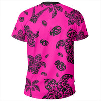 Polynesian Turtle Palm And Sea Pebbles Pink T Shirt - Polynesian Pride