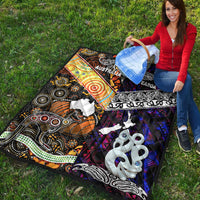 New Zealand Maori Aotearoa And Australia Aboriginal Premium Quilt Together - Purple LT8 - Polynesian Pride