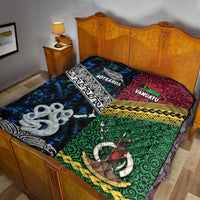 New Zealand And Vanuatu Premium Quilt Together - Blue LT8 - Polynesian Pride