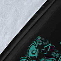 New Zealand Haka Rugby Maori Premium Blanket Silver Fern Vibes - Turquoise LT8 - Polynesian Pride