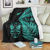 New Zealand Haka Rugby Maori Premium Blanket Silver Fern Vibes - Turquoise LT8 Blankets White - Polynesian Pride