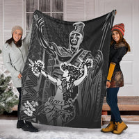 Hawaii Premium Blanket - King Of Hawaii With Hawaiian Girls White Version - Polynesian Pride