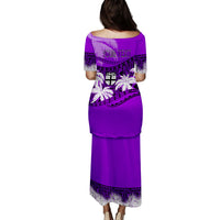 Personalised Fiji Day Puletasi Dress Flying Fijians Masi Kesa Style - Violet LT7 - Polynesian Pride