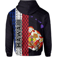 Polynesian Kakau Hawaii Flag Royal Coat of Arms Hawaii Hoodie Purple - Polynesian Pride