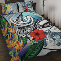 Kanaka Maoli (Hawaiian) Quilt Bed Set - Sea Turtle Wave Hibiscus Bird Of Paradise - Polynesian Pride