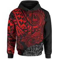 Tahiti Polynesian Hoodie Red Turtle Hibiscus Flowing Unisex RED - Polynesian Pride