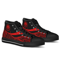 Federated States of Micronesia Custom Personalised High Top Shoes Red - Polynesian Tentacle Tribal Pattern - Polynesian Pride
