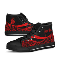 New Caledonia Custom Personalised High Top Shoes Red - Polynesian Tentacle Tribal Pattern Crest - Polynesian Pride