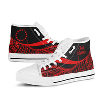 Cook Islands High Top Shoes Red - Polynesian Tentacle Tribal Pattern - Polynesian Pride