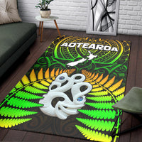 Aotearoa Fern Area Rug New Zealand Hei Tiki Special Style LT13 - Polynesian Pride