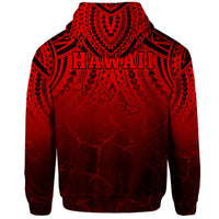 Hawaii Polynesian Kanaka Map Eruption Hoodie Zip Roman Style Red - Polynesian Pride