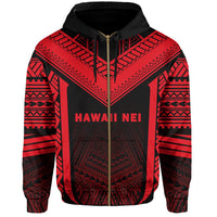 Hawaii Kanaka Polynesian Zip up Hoodie Active Red - Polynesian Pride