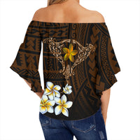 Hawaiian - Plumeria Ray Off Shoulder Waist Wrap Top - Rise Style - AH - Polynesian Pride