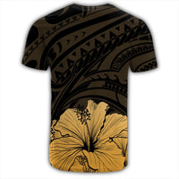 Royal Hibiscus Polynesian Tribal Golden T Shirt AH - Polynesian Pride