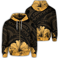 Royal Hibiscus Polynesian Tribal Golden Zip Hoodie Unisex Art - Polynesian Pride