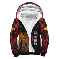 (Custom Text And Number) Papua New Guinea Rugby Sherpa Hoodie PNG Kumuls Bird Of Paradise Black LT14 Unisex Black - Polynesian Pride