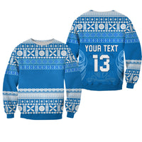 (Custom Text and Number) Bula Fiji Sweatshirt Tapa Pattern LT13 Unisex Blue - Polynesian Pride
