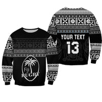 (Custom Text and Number) Fiji Rugby Sweatshirt Lifestyle 2022 Flying Fijians LT13 Unisex Black - Polynesian Pride